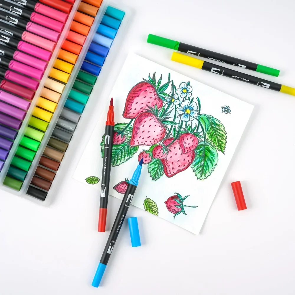 Watercolor Brush Pen - 12-60 Farben Doppelspitzen-Marker mit Pinsel- und