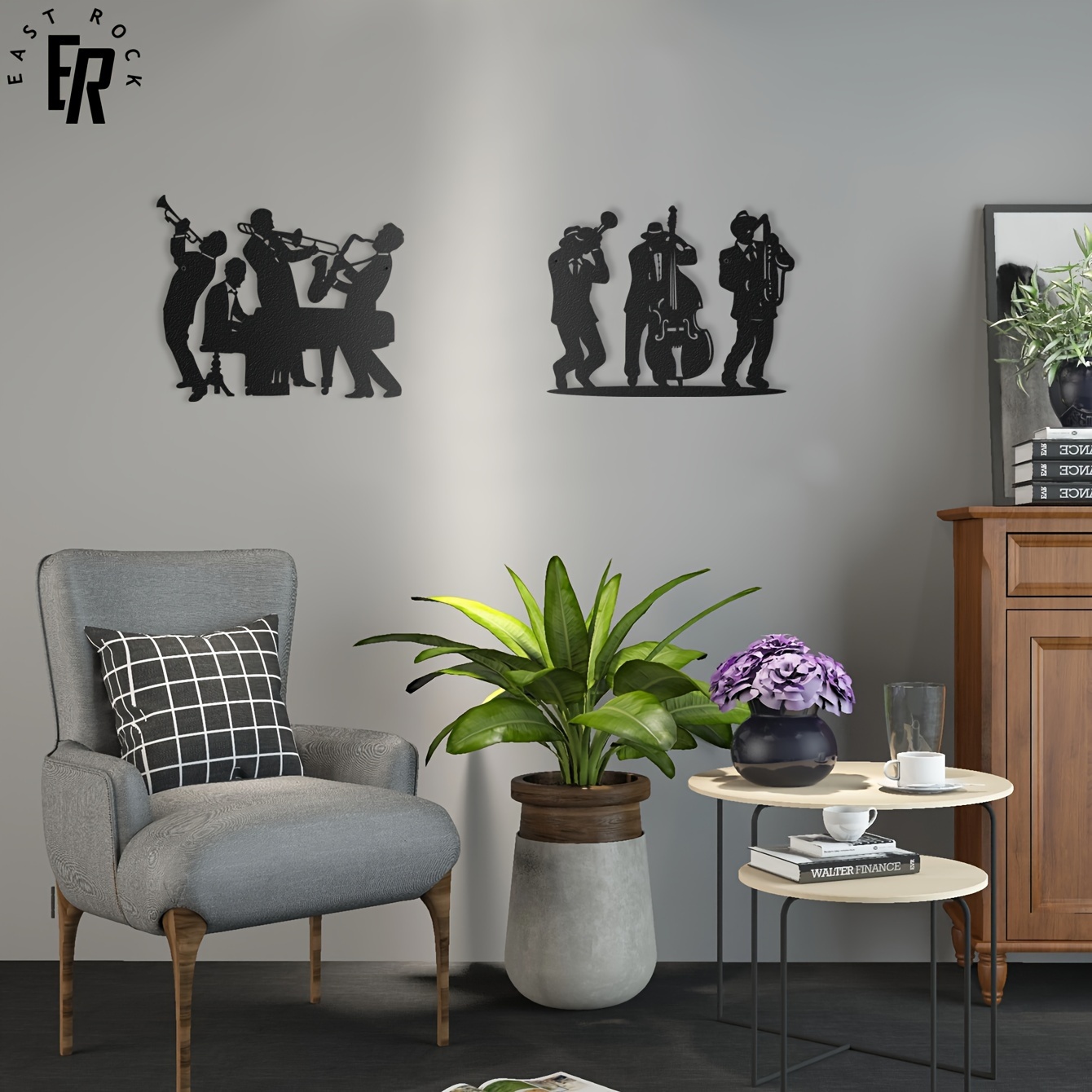 Art Craft Logo - Metall-Musiker-Silhouette Wanddekoration | Jazz-Band Wandkunst |