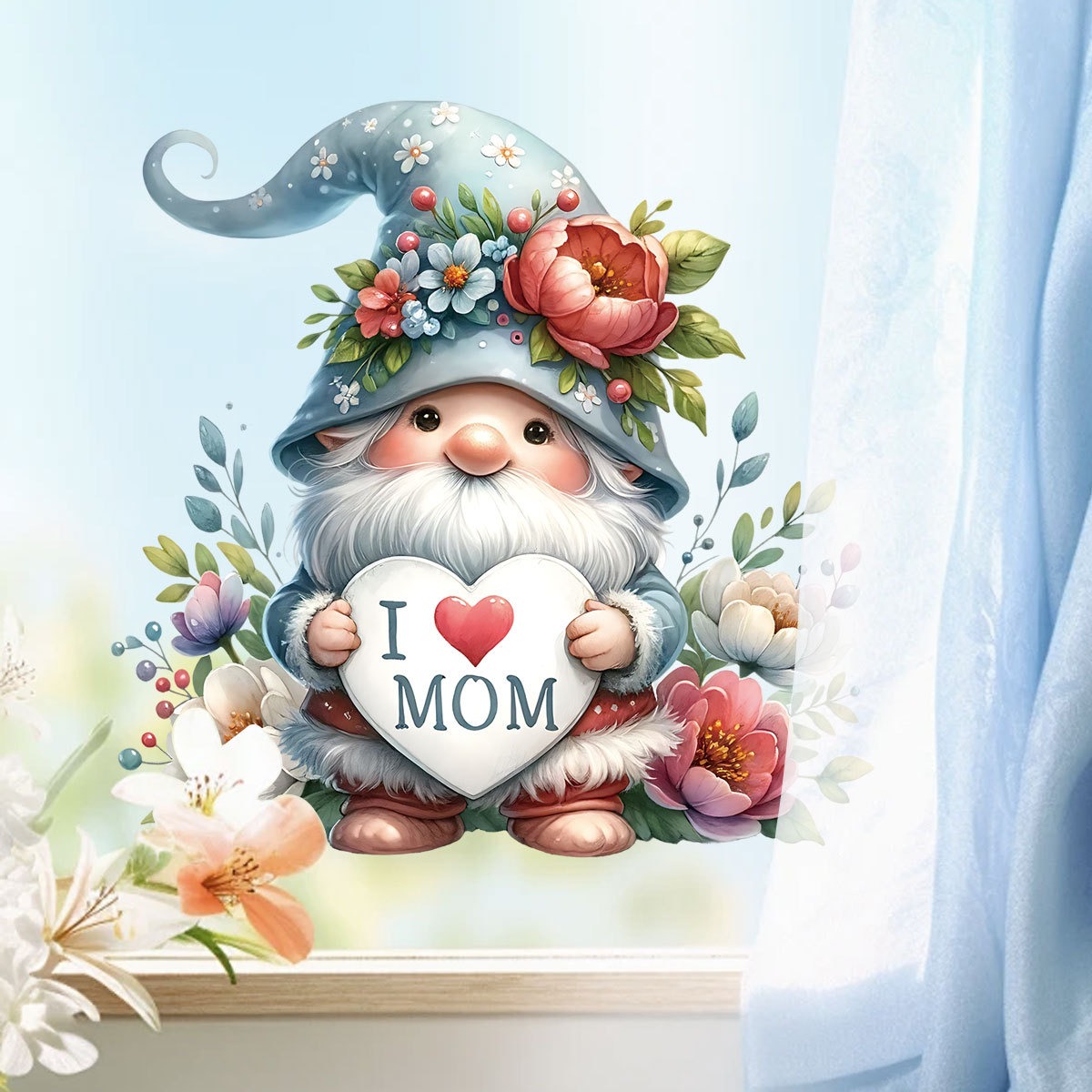 Art And Craft For Mother'S Day - Wandaufkleber zum Muttertag, niedliche Gnome-Liebesballon-Aufkleber, Heimdekoration,