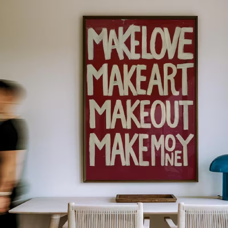 Art Craft Love - Moderner, selbstgemachter Retro-Wandkunstdruck mit Liebesküssen und