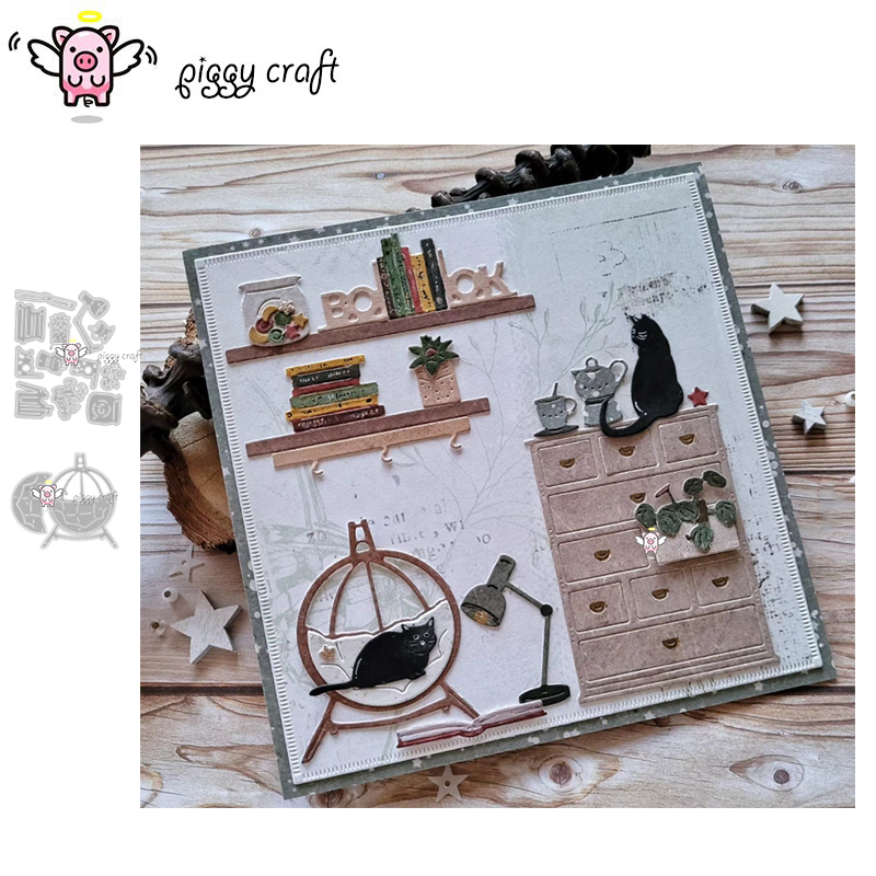 Stencil Cutting Plotter - Piggy Craft Metall-Stanzformen, geschnittene Matrizenform, Bücherregal,