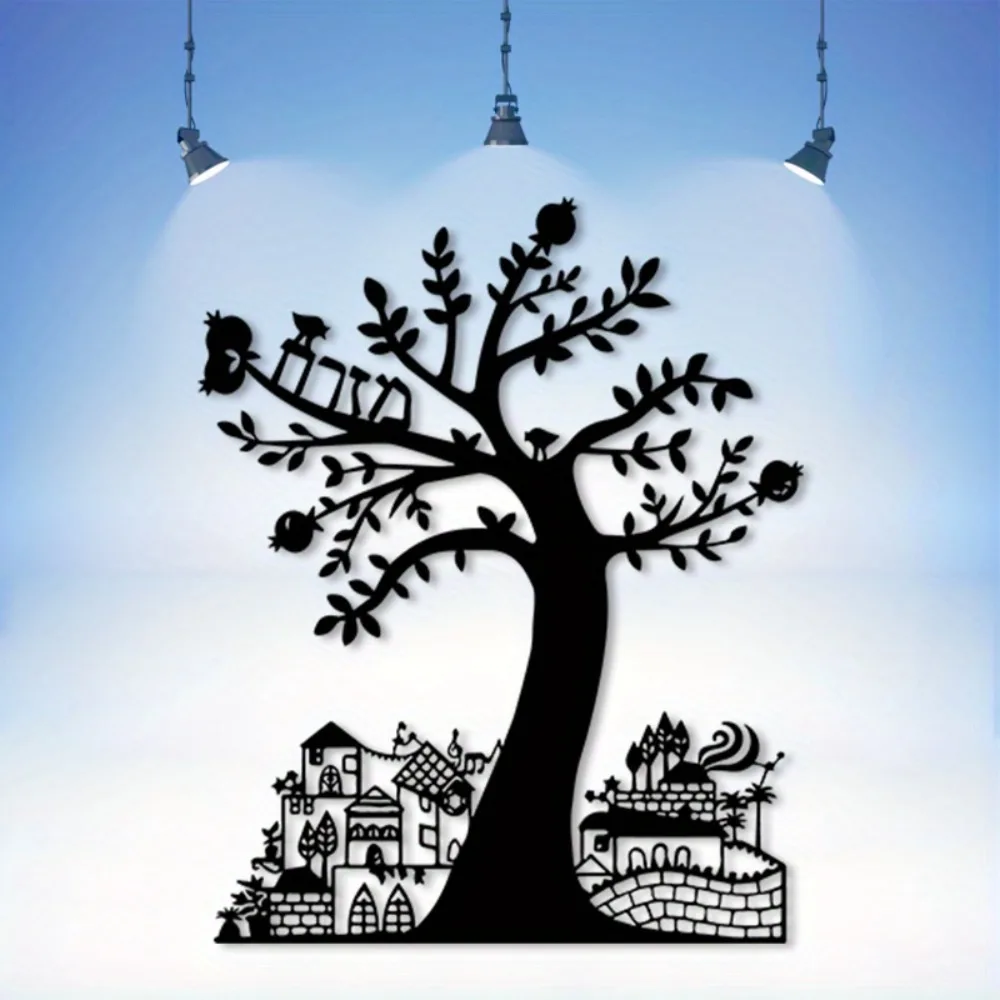 Art Crafting - CIFBUY Metall-Wandkunst Granatapfelbaum Jerusalem Schild Eisenkunst
