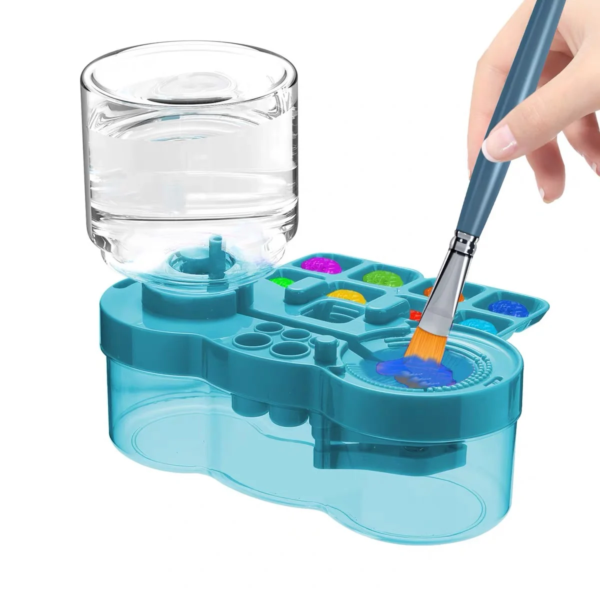 Watercolor Brush Pen - Pinselreiniger mit Ablassknopf Automatische Wasserzirkulation Aquarell-Pinselreinigungseimer