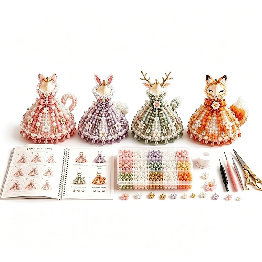 Art Craft And Design - Kleines Perlen-3D-Kleid-Bastelset: Niedliches Design, Kreatives Handgemachtes