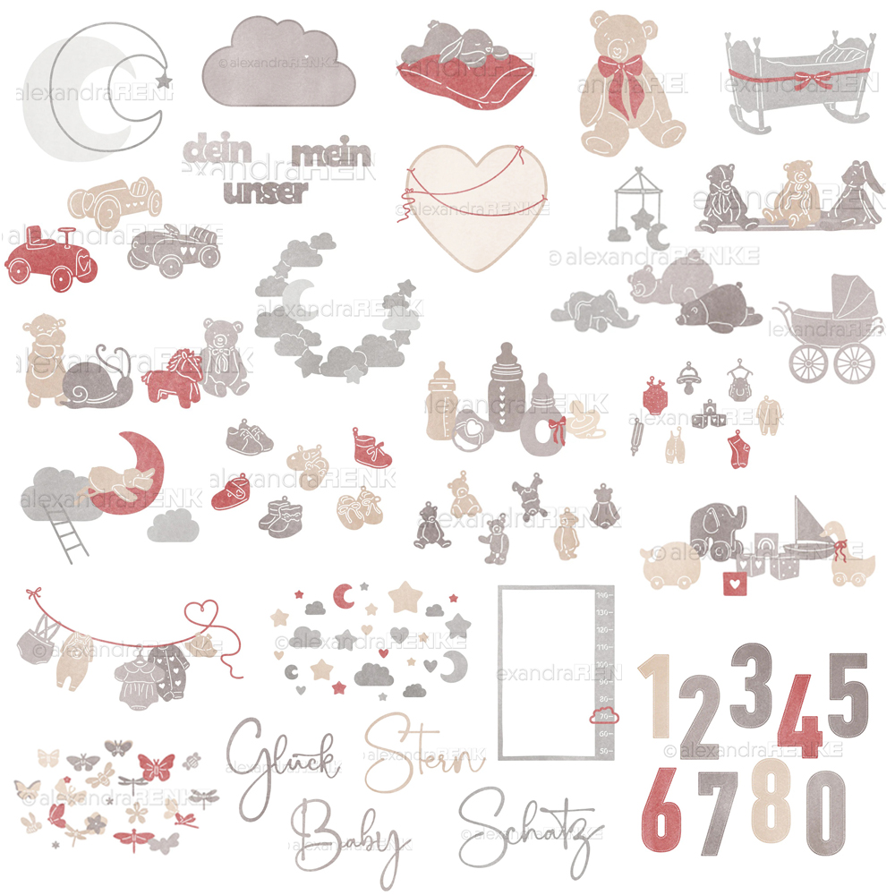 Stencil Cutting Plotter - Piggy Craft Metall-Stanzformen, Schneidformen, Baby-Dekorationsserie, Scrapbook-Papier-Bastelmesser,