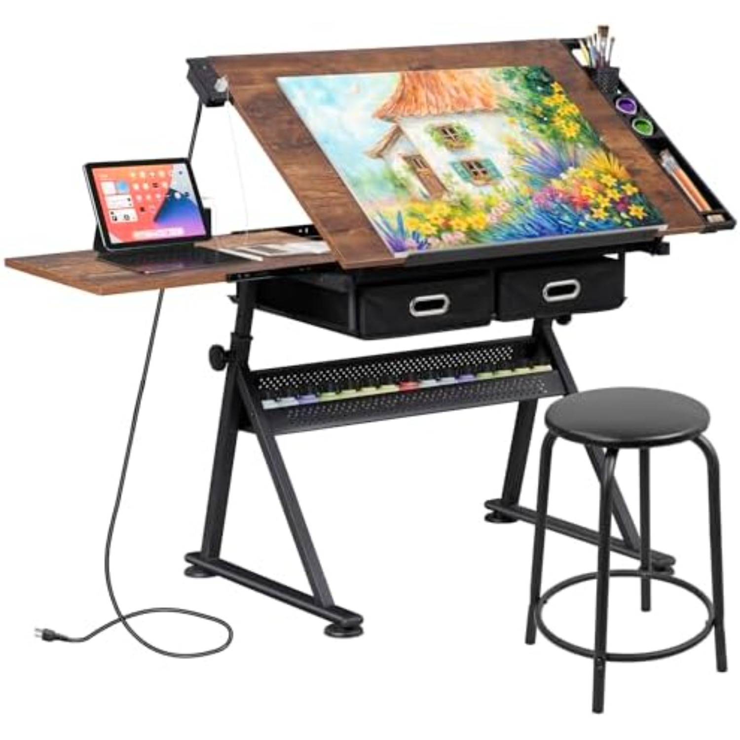 Art Crafting - Verstellbarer Zeichentisch mit Hocker, Neigbarer Zeichentisch