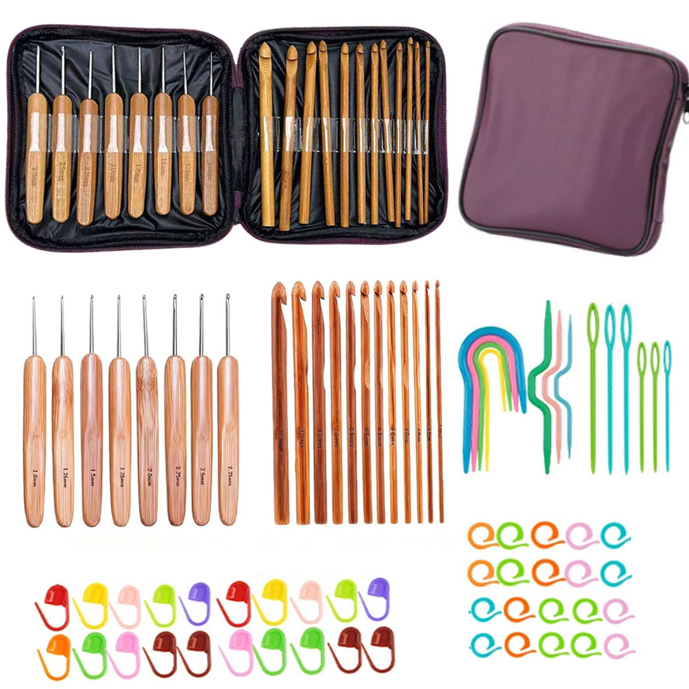 74-teiliges Bambus-Häkelnadel- – Art Craft Material Bewertung und Preis