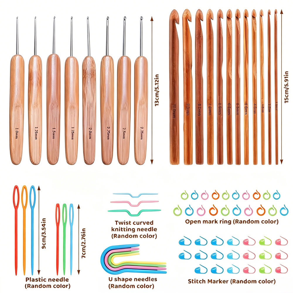 74-teiliges Bambus-Häkelnadel- – Art Craft Material Bewertung und Preis