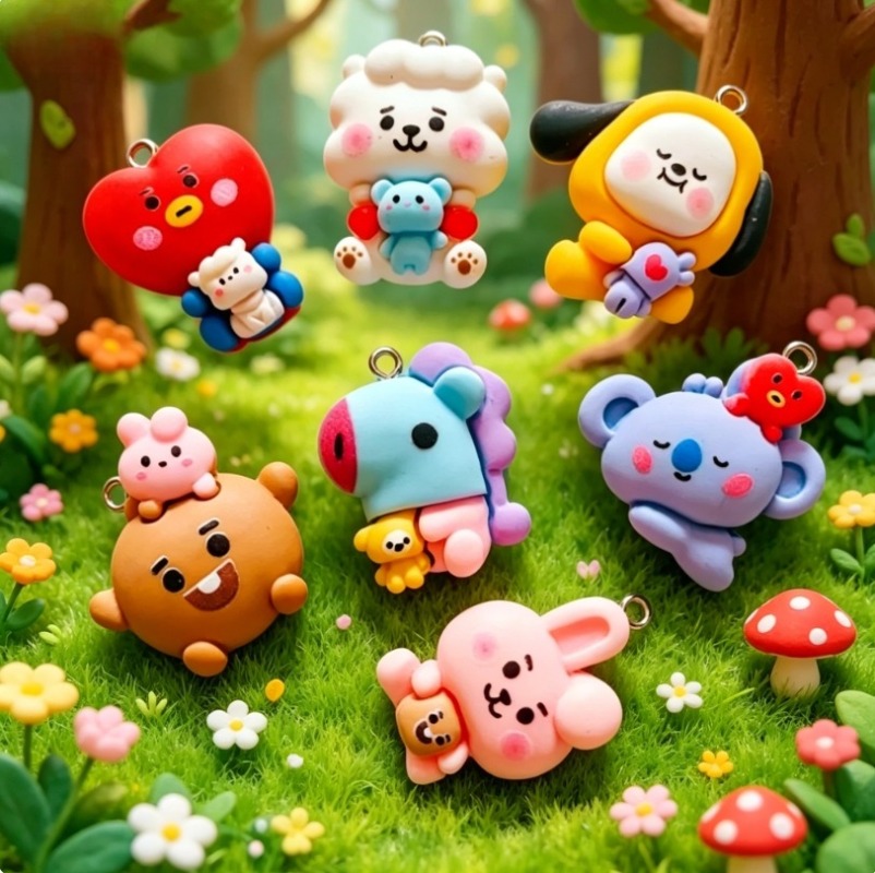 7 Stück BT21 Harz-Cartoon-Anhä – Art Craft Material Bewertung und Preis