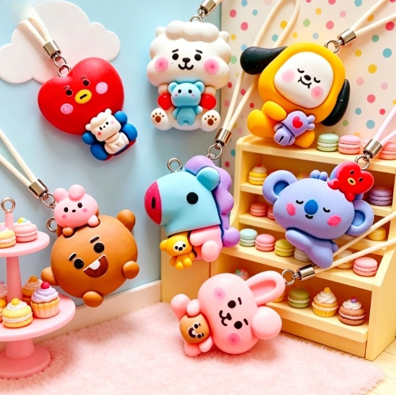 7 Stück BT21 Harz-Cartoon-Anhä – Art Craft Material Bewertung und Preis