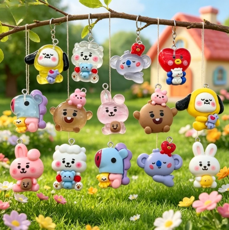 7 Stück BT21 Harz-Cartoon-Anhä – Art Craft Material Bewertung und Preis